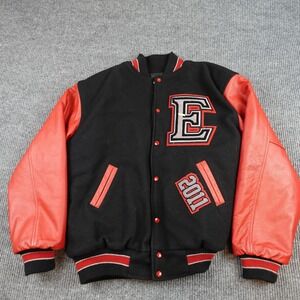 Eaglecrest Jacket Mens Large Black Varsity Letterman High School 2011 Maverick